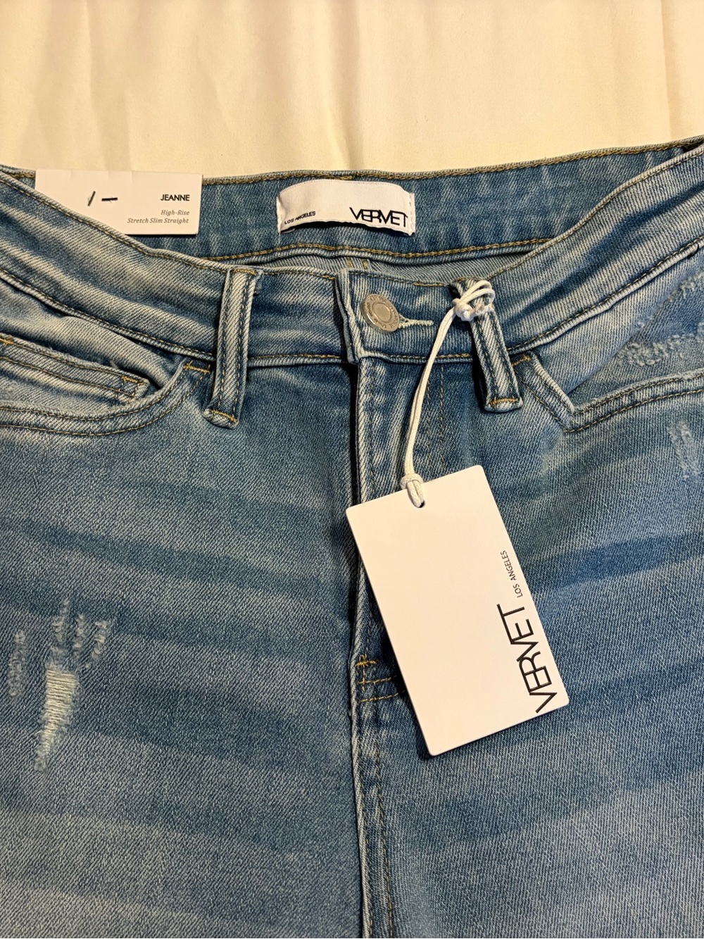 Vervet Jeanne Light Blue Distressed Women's Jeans - Picture 3 of 5